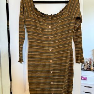 Fashion Nova Striped Button-Down Dress